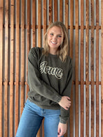 Double Iowa Corded Crewneck