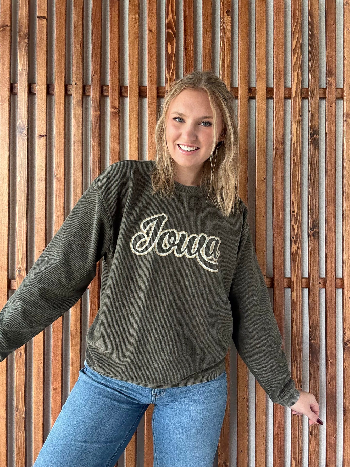 Double Iowa Corded Crewneck