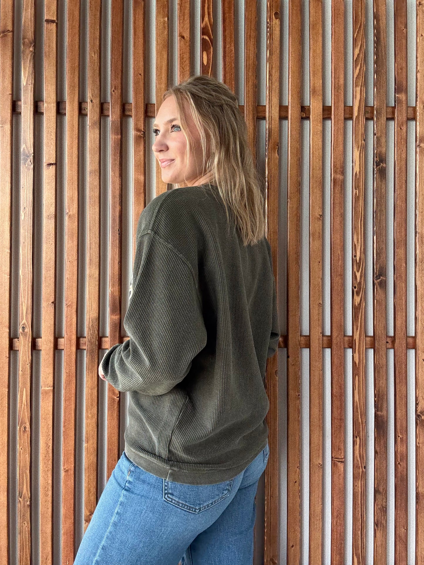 Double Iowa Corded Crewneck