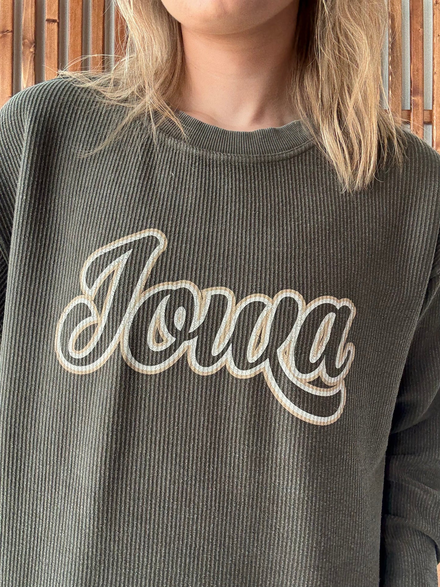 Double Iowa Corded Crewneck