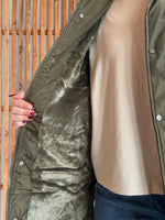 Hooded Puff Long Vest with Faux Fur Lining - Olive