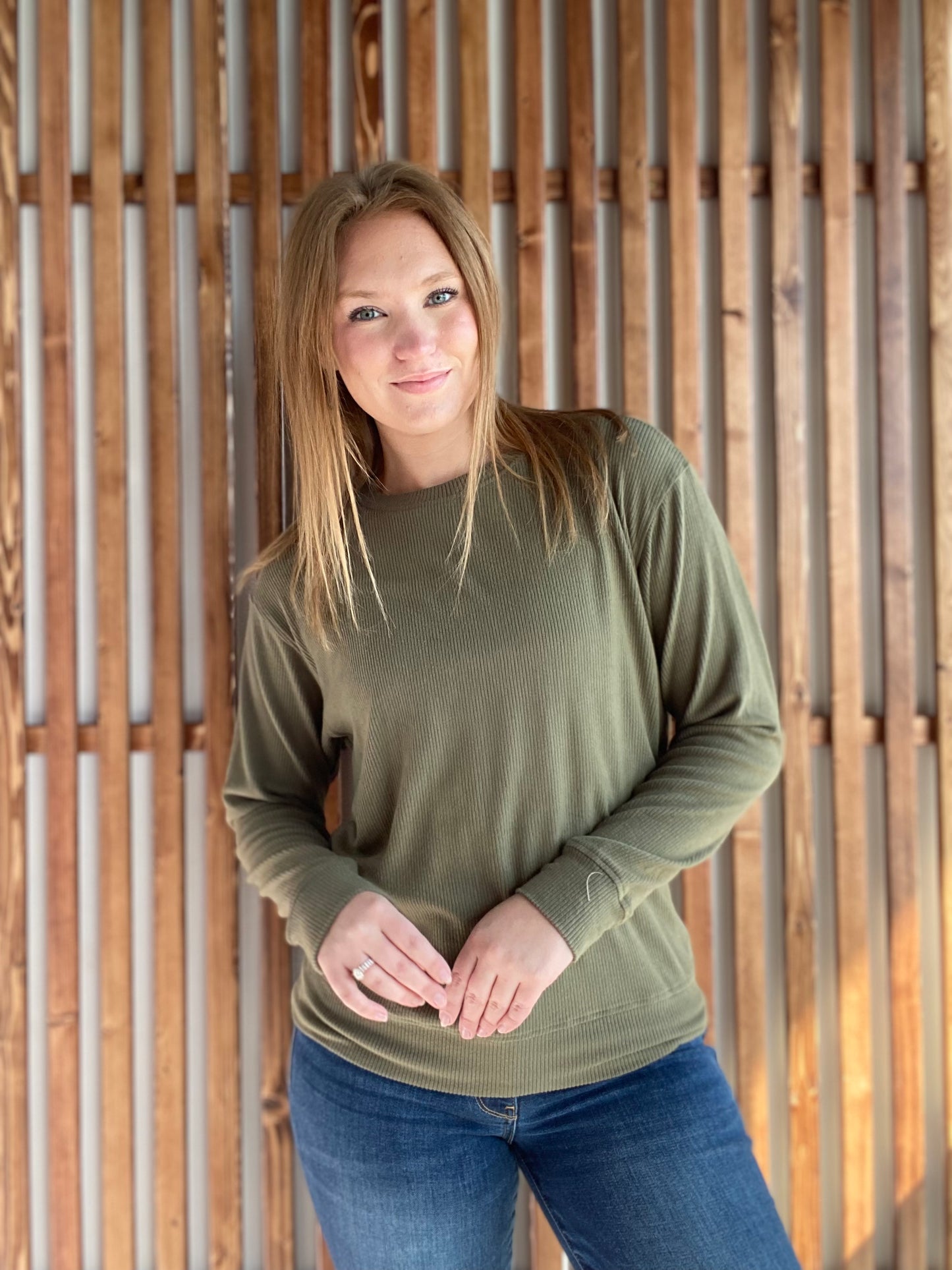 Corrine Ribbed Top - Olive