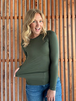 Butter Soft Round Neck Long Sleeve -  Dark Olive