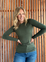 Butter Soft Round Neck Long Sleeve -  Dark Olive