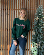 Merry Embroidered Sweater - Hunter Green