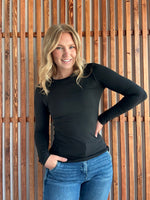 Butter Soft Round Neck Long Sleeve -  Black