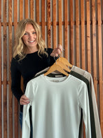 Butter Soft Round Neck Long Sleeve -  Black