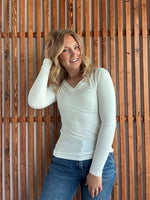 Butter Soft V-Neck Long Sleeve - Off White