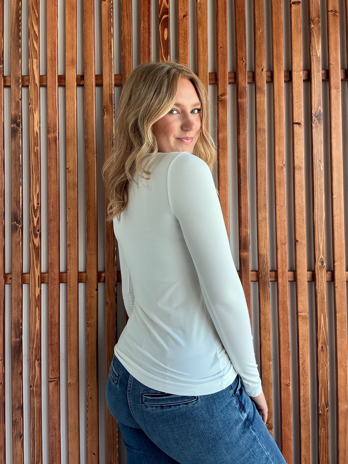 Butter Soft V-Neck Long Sleeve - Off White
