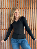 Butter Soft V-Neck Long Sleeve - Black