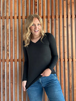 Butter Soft V-Neck Long Sleeve - Black