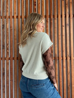 Lace Mock Neck Long Sleeve - Brown