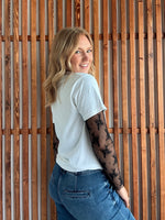 Lace Mock Neck Long Sleeve - Black