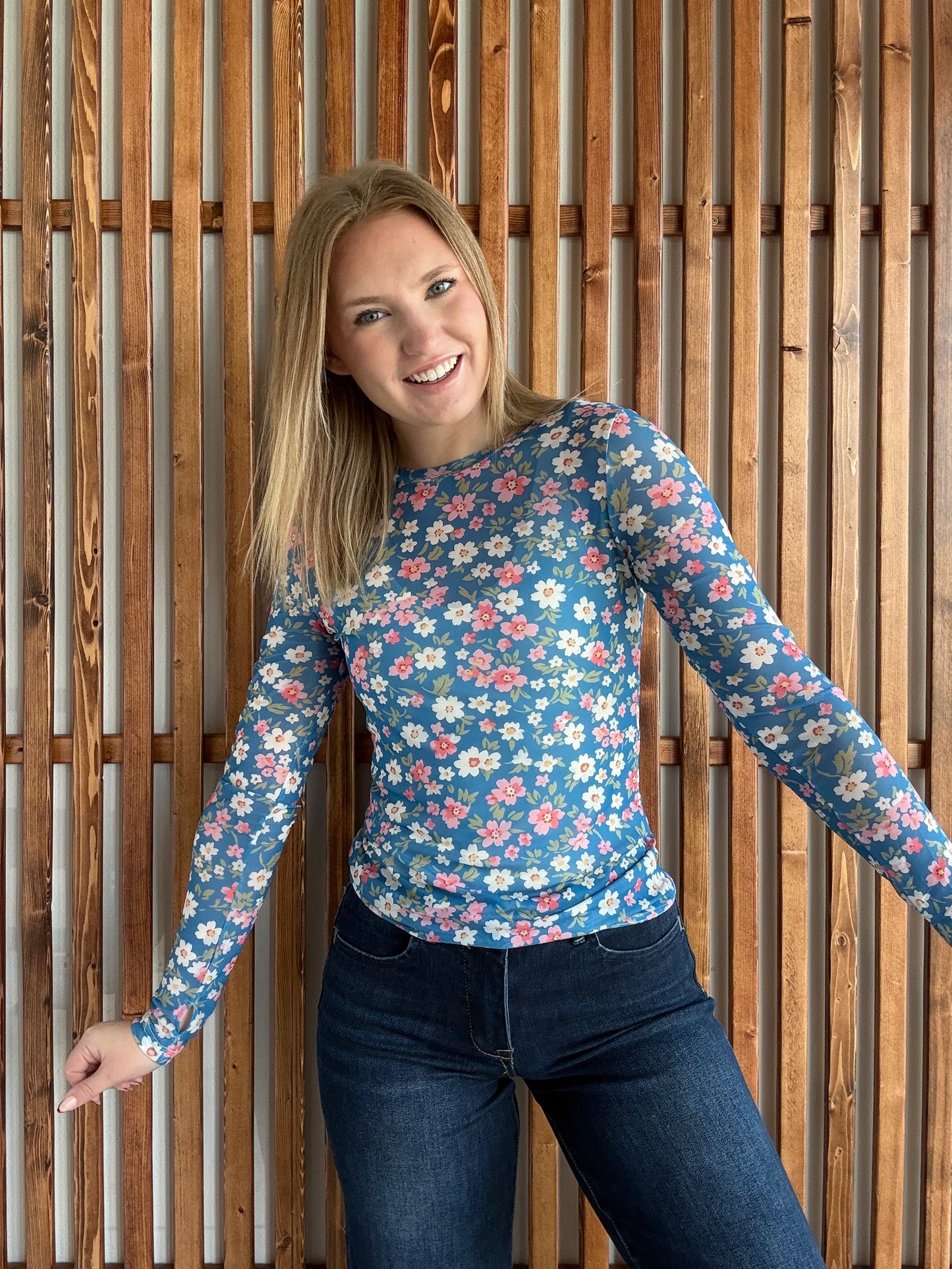 Floral Mesh Top - Bloom & Blue