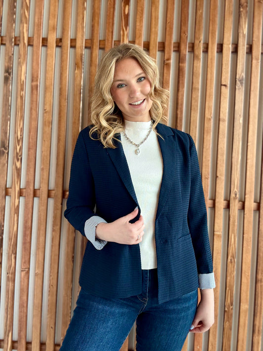 Midnight Stripe Lined Blazer