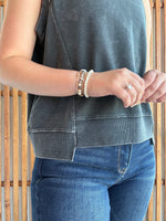 French Terry Sleeveless Top- Charcoal/Black