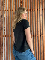 Front Twist Short Sleeve Top - Black