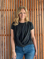 Front Twist Short Sleeve Top - Black