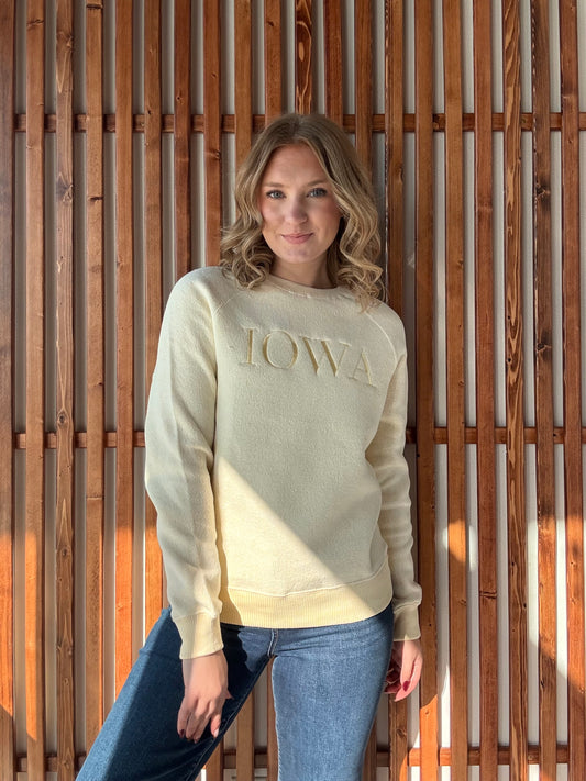 Warm-Up Iowa Crewneck Sweater-Light Yellow