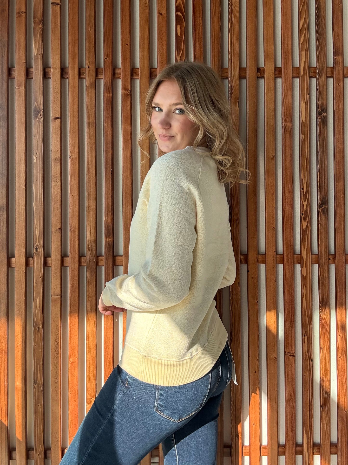 Warm-Up Iowa Crewneck Sweater-Light Yellow