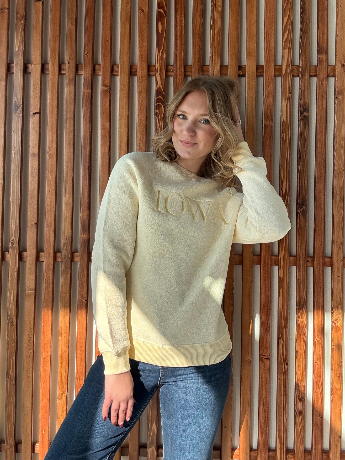 Warm-Up Iowa Crewneck Sweater-Light Yellow
