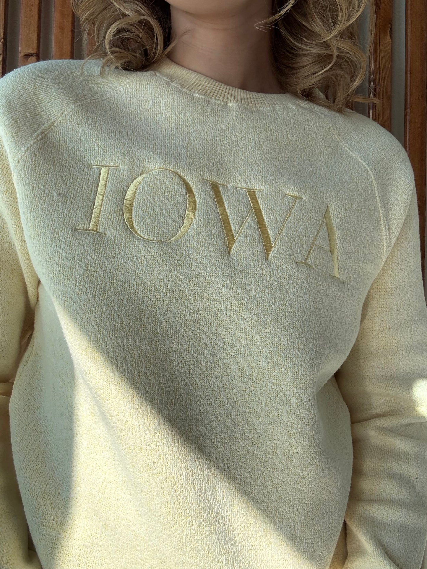 Warm-Up Iowa Crewneck Sweater-Light Yellow