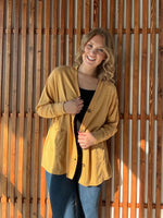 Gold Waffle Knit Button-Down Cardi