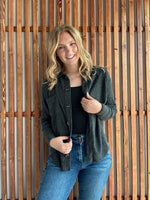 Ribbed Lightweight Shacket - Black