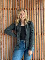Ribbed Lightweight Shacket - Black
