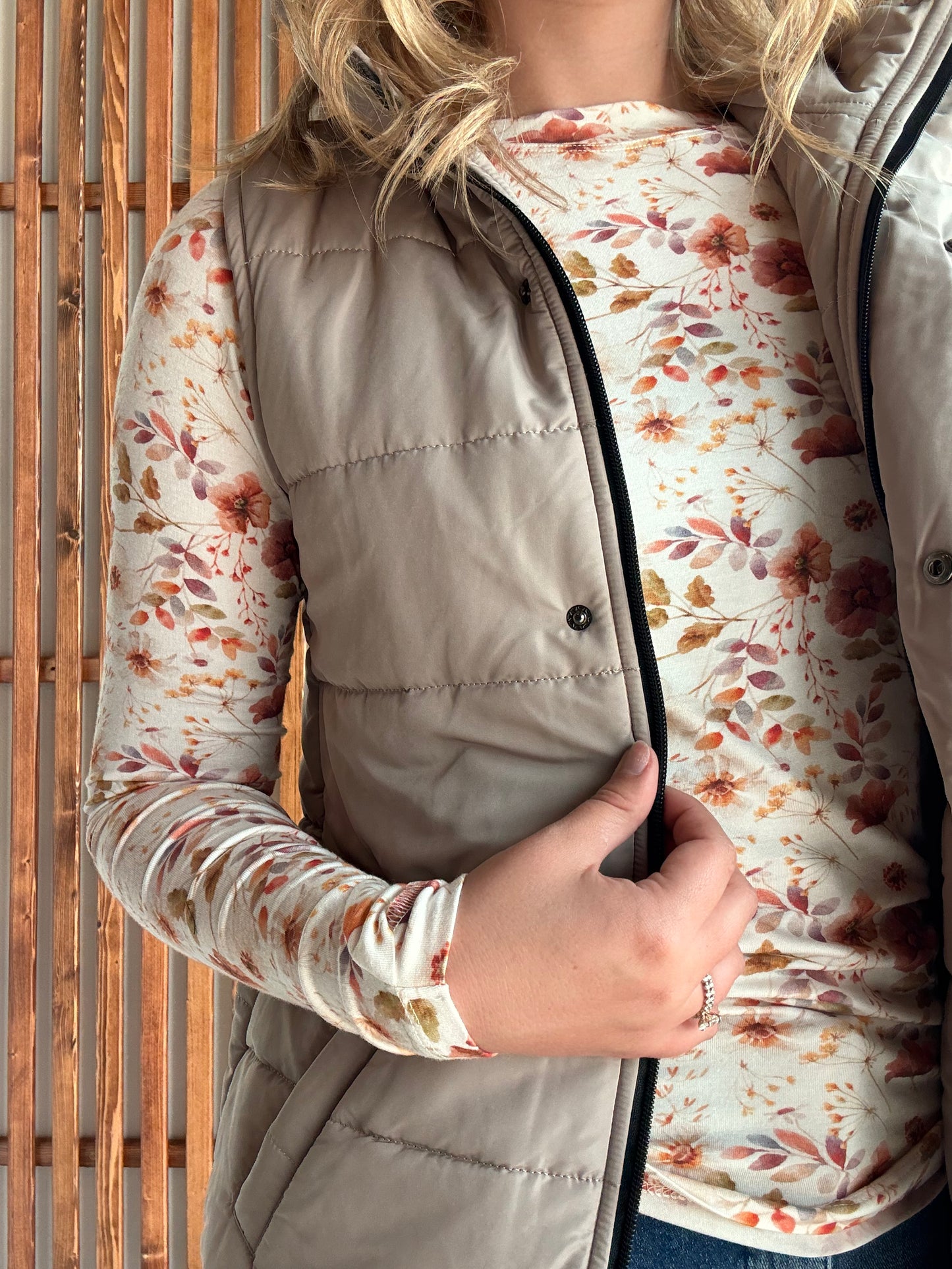 Long Puffer Vest - Latte