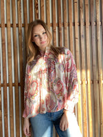 Paisley Printed Bubble Sleeve Blouse