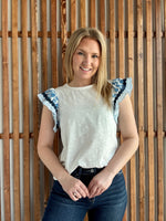 Flirty Flutter Sleeve Contrast Blouse