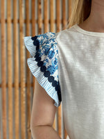 Flirty Flutter Sleeve Contrast Blouse