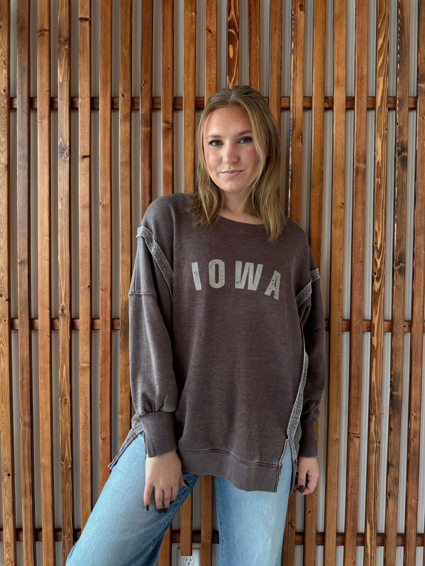 Iowa Exposed Seam Sweatshirt - Brown