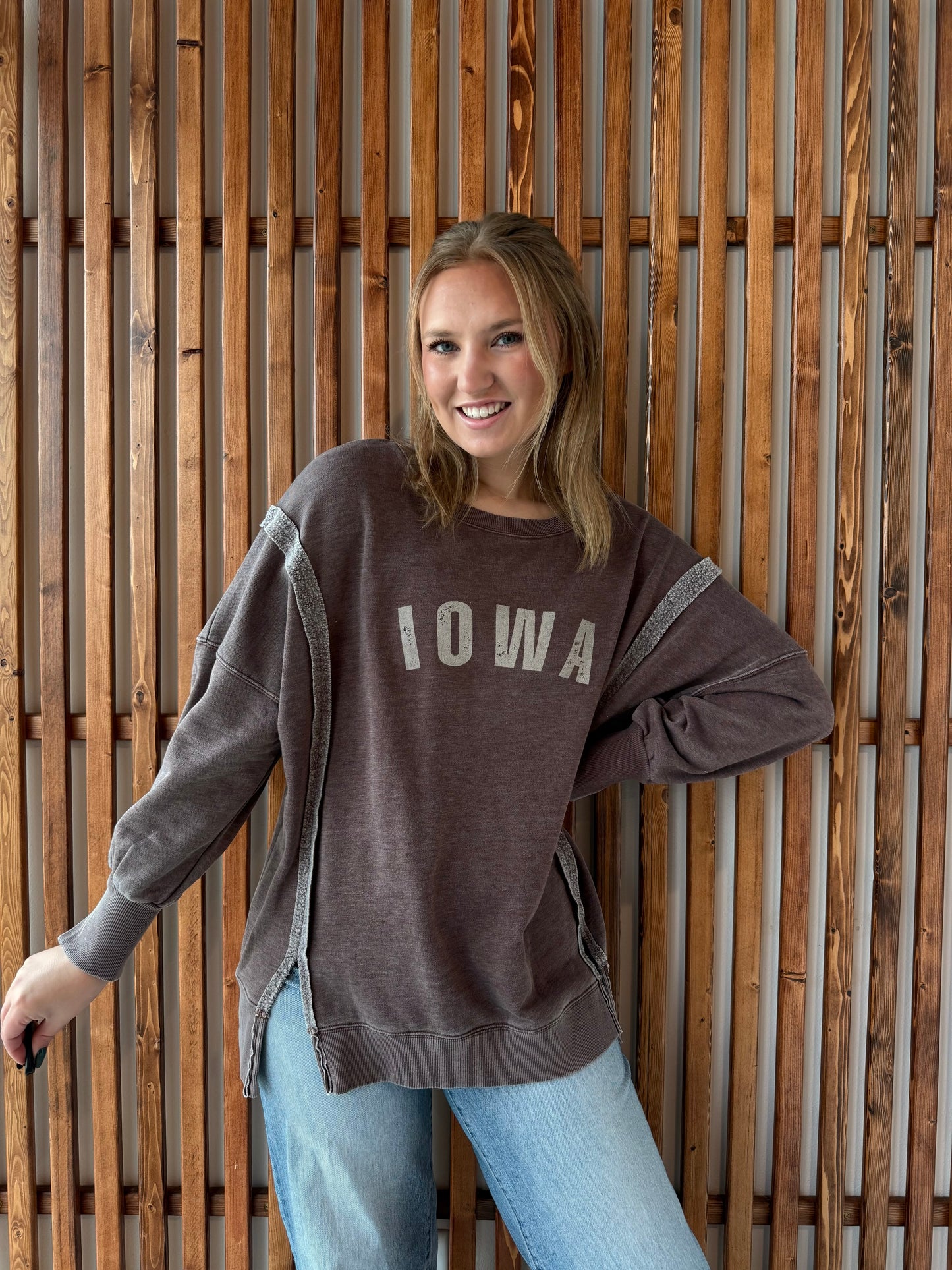 Iowa Exposed Seam Sweatshirt - Brown