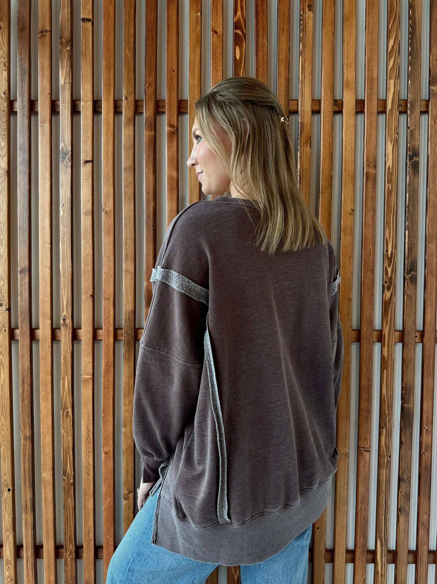 Iowa Exposed Seam Sweatshirt - Brown