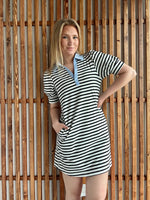 Stripe Contrast Collared Mini Dress