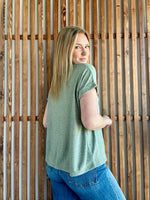 Soft Melange Hacci V-neck Tee - Light Olive