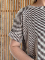 Corded Rib Short Sleeve Top - Brown