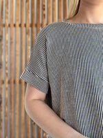 Corded Rib Short Sleeve Top - Black