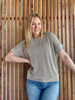 Corded Rib Short Sleeve Top - Mocha