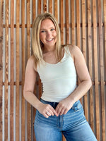 Double Layer V-Neck Tank Top - Off White