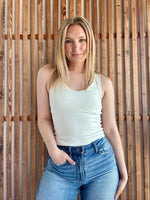 Double Layer V-Neck Tank Top - Off White