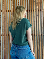 Banded Bottom Short Sleeve Sweater - Ash Jade
