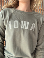 Iowa Distressed Crew Sweatshirt - Olive