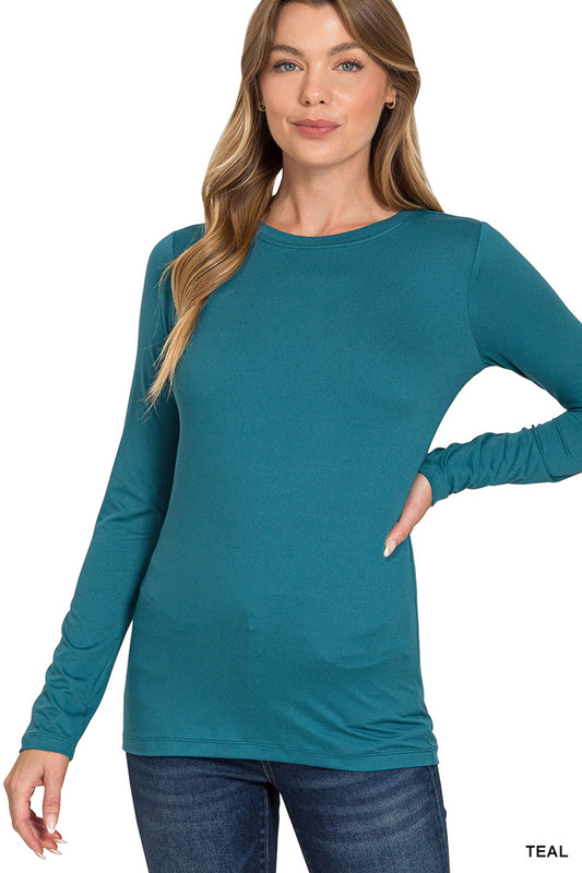Butter Soft Round Neck Long Sleeve -  Teal