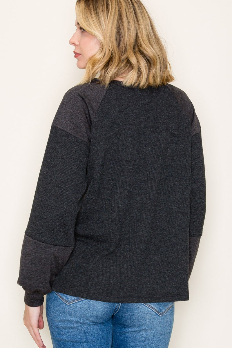 Monaco Rib Long Sleeve - Charcoal