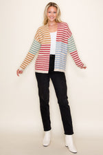 Multi Color Striped Sweater Cardigan