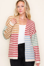 Multi Color Striped Sweater Cardigan
