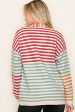 Multi Color Striped Sweater Cardigan